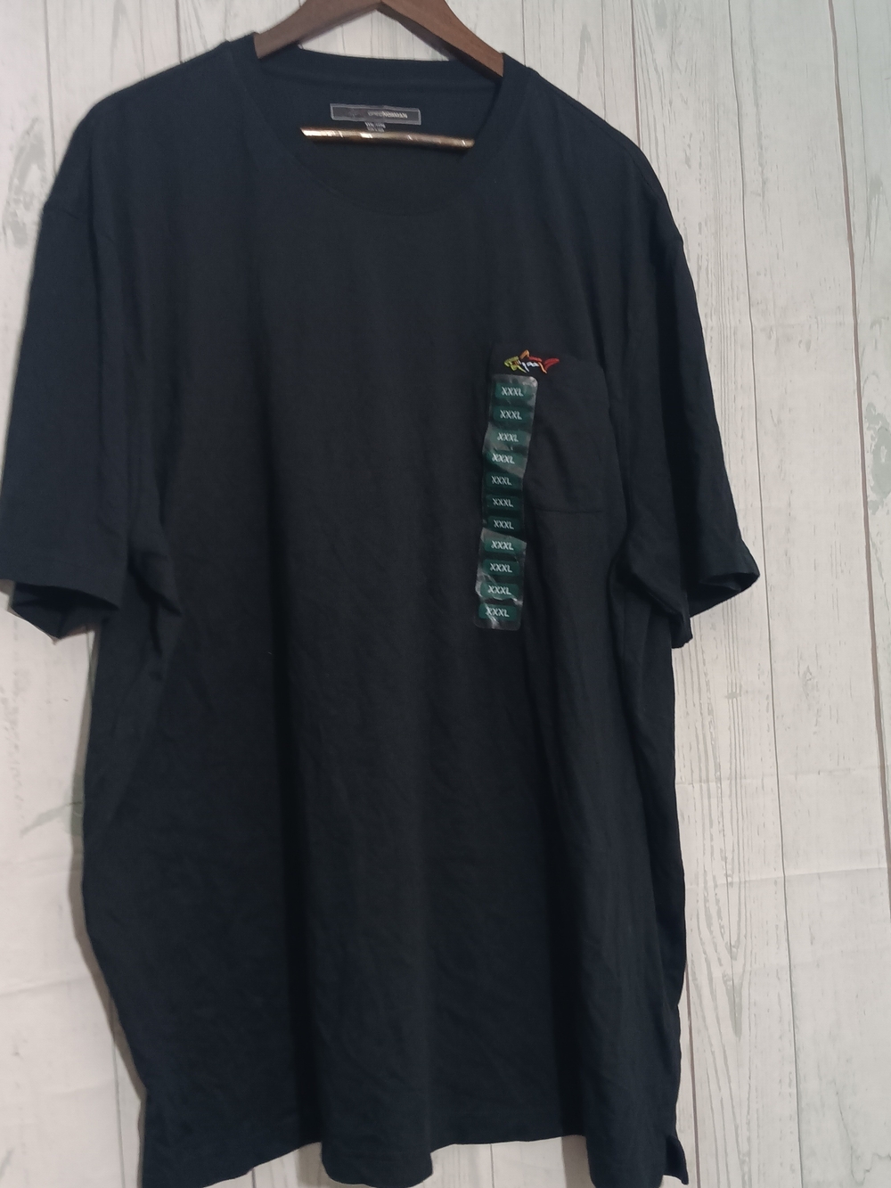 Men's Black Short-Sleeve Pocket T-Shirt with Subtle Embroidery Sz XXXL